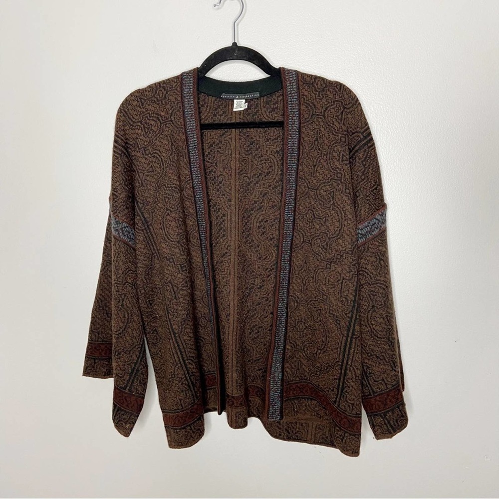 Peruvian Connection Baby Alpaca Brown Open Front Cardigan Sweater Size M/L